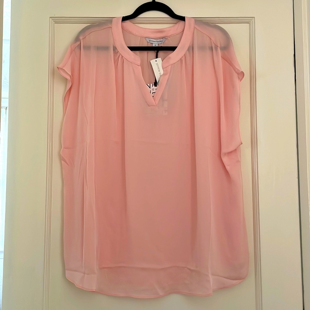 41 Hawthorn Stitch Fix Cornelia Split Neck Washable Silk Blouse